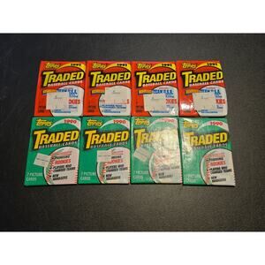 Topps Traded 1990 1991 Baseball Cards Lot 8 Sealed Wax Packs 7 Card Packs
